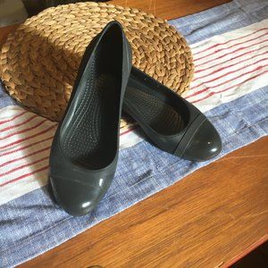 CROCS, Black Flats, Women's Size 8, gently used